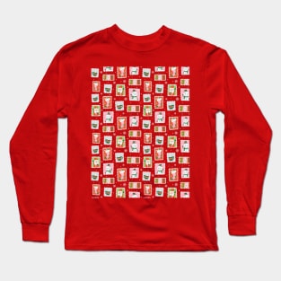 Vintage Stamp Pattern Long Sleeve T-Shirt